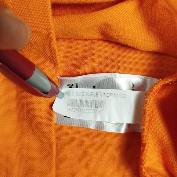 Maceoo Trim Cotton Orange Polo Shirt Mens L 4 Large Embroidered Lion Casual - Picture 8 of 9